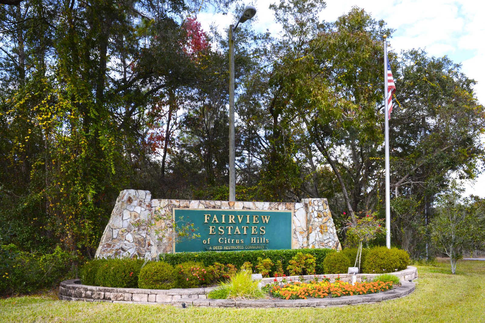 Fairview Estates entrance sign